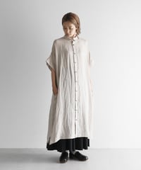 HUIS |シャトルリネンライトショートスリーブロングシャツ（きなり）【レディス】014