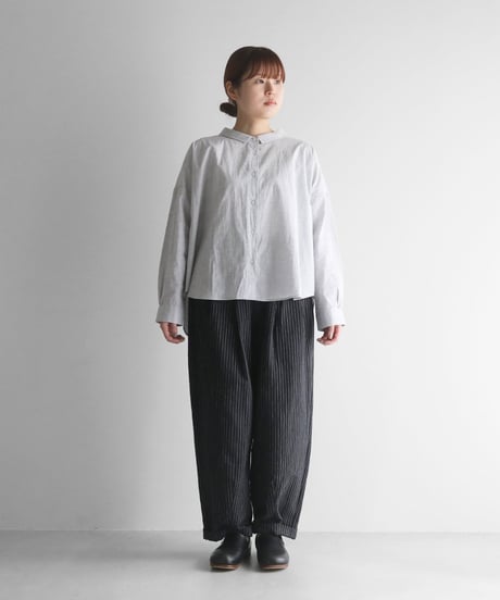 HUIS | やわらかシーチングコットンワイドパンツ（ブラックストライプ）【ユニセックス】504