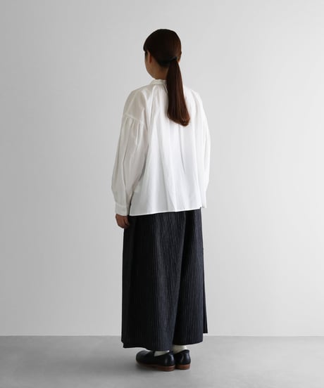 HUIS |やわらかシーチングコットンスカートパンツ（ブラックストライプ）【ユニセックス】505