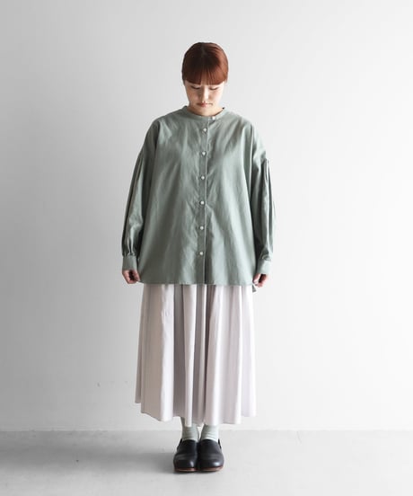 HUIS | オーガニックコットン起毛ビエラバルーンスリーブブラウス（ジェラートグリーン）【レディス】U114