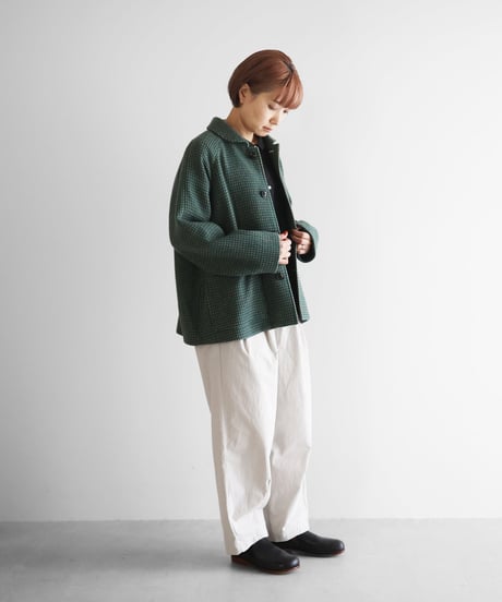 HUIS | “HUIS×尾州”ウールドットツイードショートコート（グリーン）【ユニセックス】319