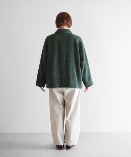 HUIS | “HUIS×尾州”ウールドットツイードショートコート（グリーン）【ユニセックス】319