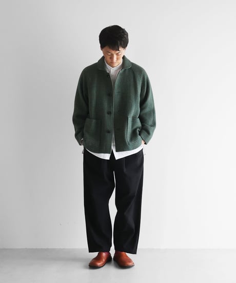 HUIS | “HUIS×尾州”ウールドットツイードショートコート（グリーン）【ユニセックス】319