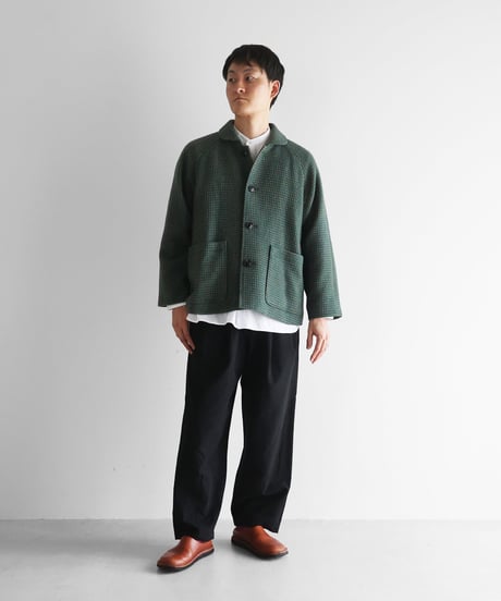 HUIS | “HUIS×尾州”ウールドットツイードショートコート（グリーン）【ユニセックス】319