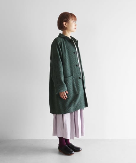 HUIS | “HUIS×尾州”ウールドットツイードミドルコート（グリーン）【ユニセックス】316