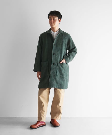 HUIS | “HUIS×尾州”ウールドットツイードミドルコート（グリーン）【ユニセックス】316