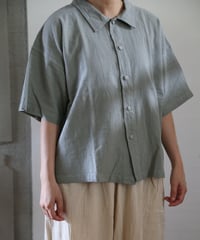 ヂェン先生の日常着 | くるみボタンブラウス 半袖（グレー）【薄地】