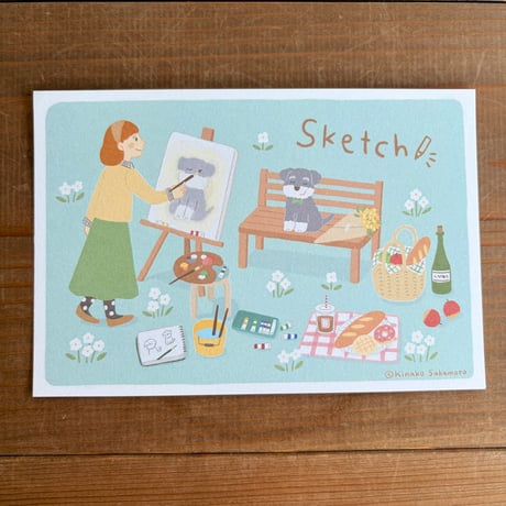シュナのポストカード・オリジナルイラスト・シュナウザー、schnauzer