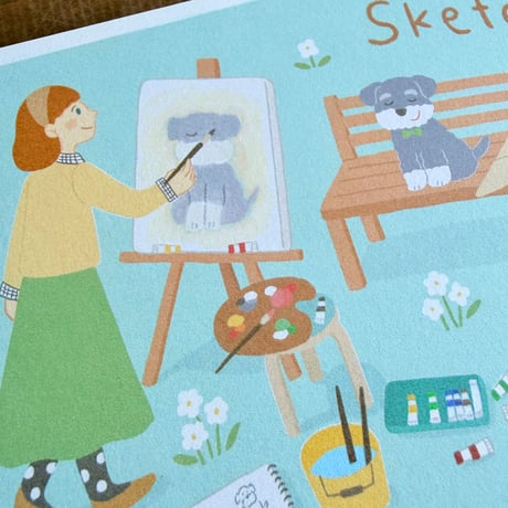シュナのポストカード・オリジナルイラスト・シュナウザー、schnauzer