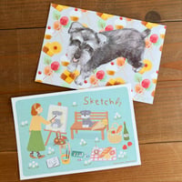 シュナのポストカード・オリジナルイラスト・シュナウザー、schnauzer