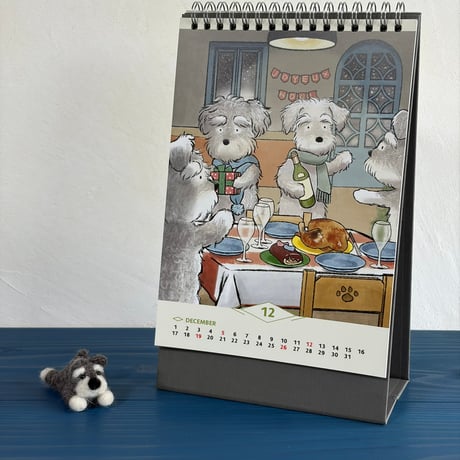 卓上カレンダー（2027年版）シュナ夫婦フランス移住編　ikemotto x kyotobunguyaオリジナルデザイン