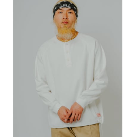 【BIG MIKE】Honeycomb Waffle Henry Neck Midweight L/S