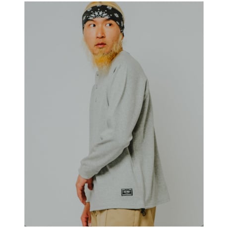 【BIG MIKE】Honeycomb Waffle Henry Neck Midweight L/S
