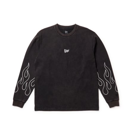 【NEWERA】長袖 ウォッシュド コットン Tシャツ The Flame ブラック