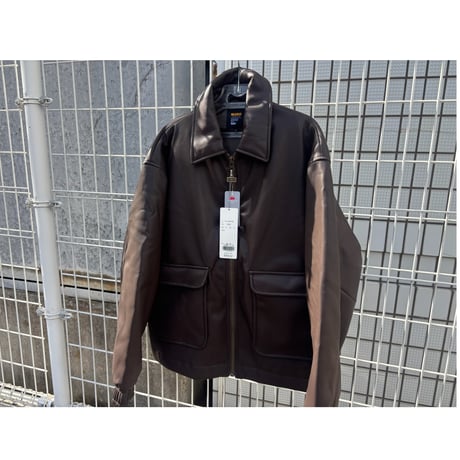 【BLUCO】シンセティックレザー ボンバージャケット　BROWN