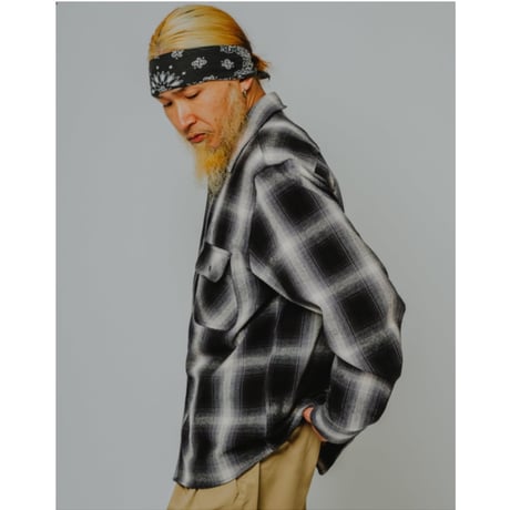 【BIG MIKE】Heavy Flannel L/S Shirt｜BLK×CHARCOAL×OFF