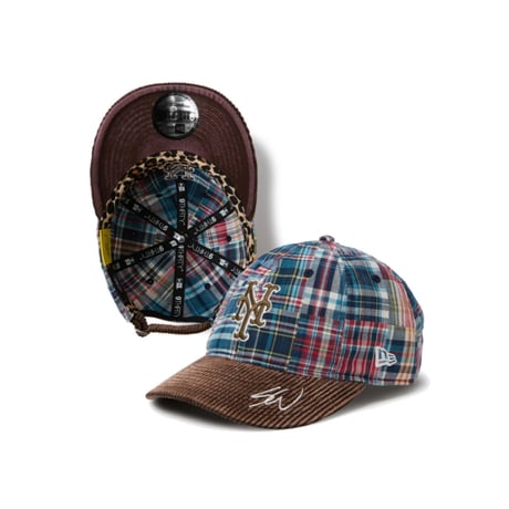 【NEWERA】9THIRTY Sean Wotherspoon ニューヨーク・メッツ マドラスチェック ブラウンコーデュロイバイザー