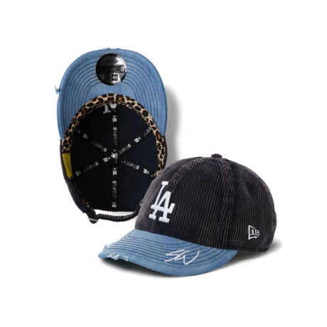 【NEWERA】9THIRTY Sean Wotherspoon ロサンゼルス・ドジャース ネイビーコーデュロイ ウォッシュドデニムバイザー