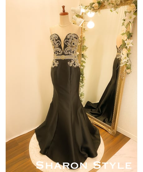 JOVANI 2wayストラップ マーメイドドレス　ブラック　MLサイズ