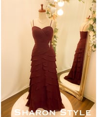 ペタルスタイル ラッフルドレス（ボレロ付き）　ダークレッド　Mサイズ