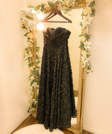 ペタルチュール Aラインドレス 　ブラック　Lサイズ