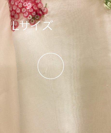 刺繍アップリケ シフォン Aラインドレス　アイボリー　M大きめサイズ,Lサイズ