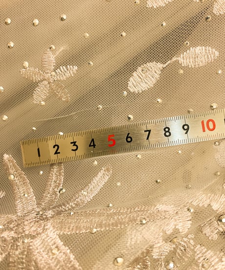 Lara フラワー刺繍 シースルー ロングスリーブドレス　ウォームグレー　MLサイズ