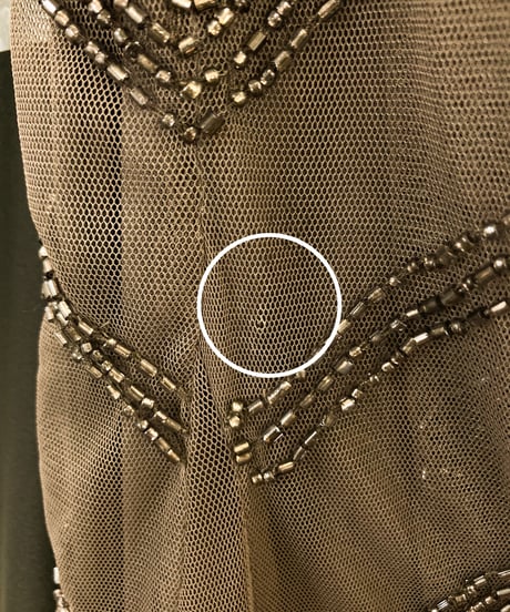 ビジュー刺繍 Vネックスリーブドレス　ダークミンク　ML-Lサイズ 追記あり