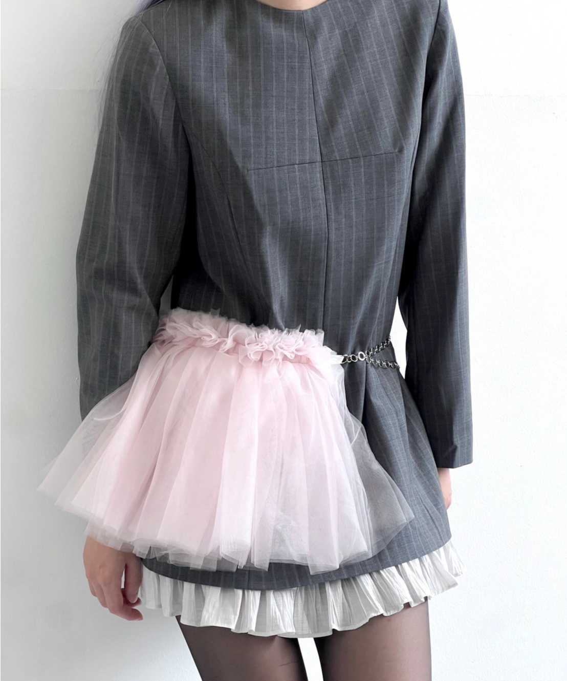 tulle chain belt (pink-short) | KISHIDAMIKI
