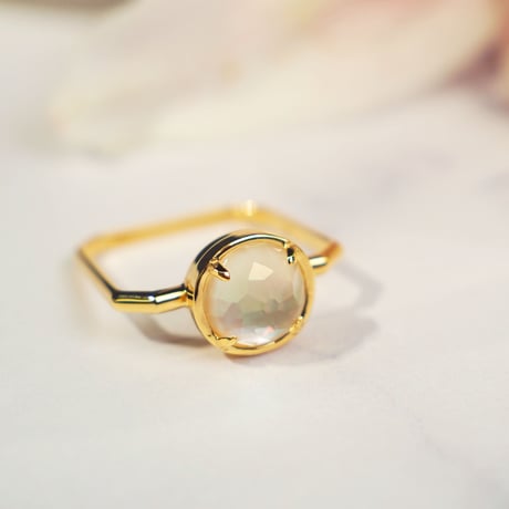 perfume bottle series　ring＜lemon quartz & shell＞