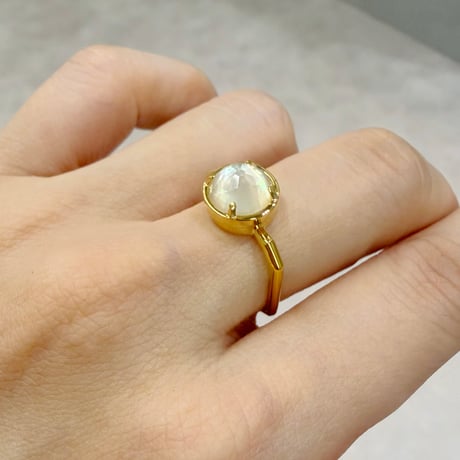 perfume bottle series　ring＜lemon quartz & shell＞