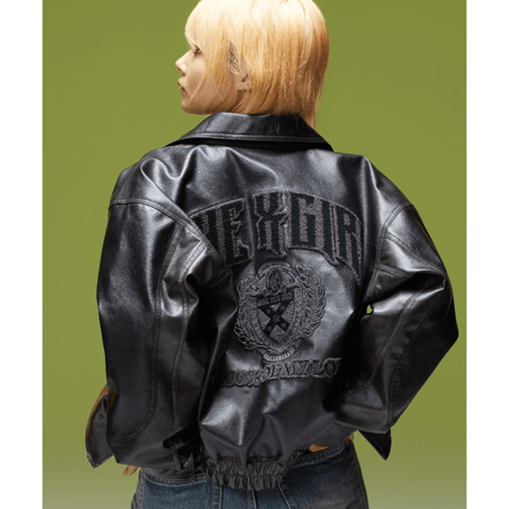 X-girl / FAUX LEATHER LOGO PATCH JACKET