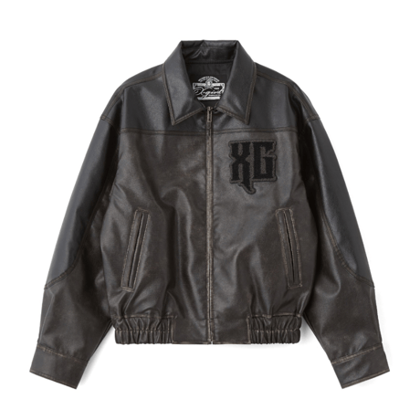 X-girl / FAUX LEATHER LOGO PATCH JACKET