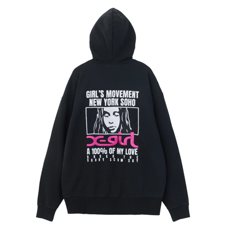 X-girl / FACE BOX AND MESSAGE ZIP UP SWEAT HOODIE