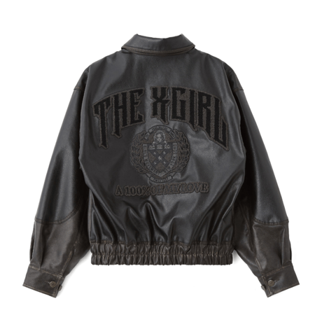 X-girl / FAUX LEATHER LOGO PATCH JACKET