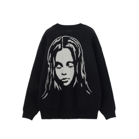 X-girl / FACE BACK JACQUARD KNIT CARDIGAN