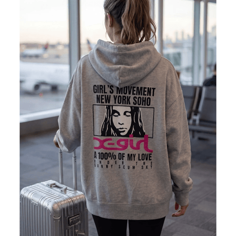 X-girl / FACE BOX AND MESSAGE ZIP UP SWEAT HOODIE