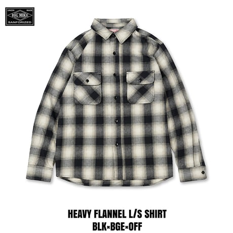 BIG MIKE(ビッグマイク) ヘビーフランネル L/S シャツ BLK×BGE×OFF