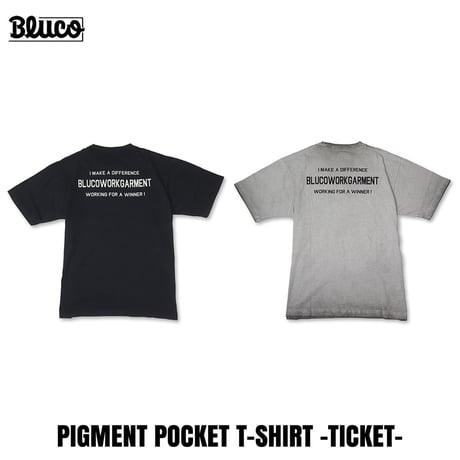 BLUCO(ブルコ) OL-22-057 ピグメントポケットTシャツ -Ticket- 2色(BLACK/GRAY)