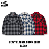 BLUCO(ブルコ) OL-11-018 ヘビーフランネルチェックシャツ -Block- 3色(BLACK/NAVY/RED)