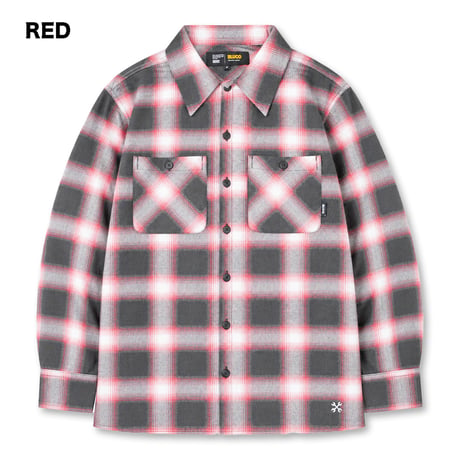 BLUCO(ブルコ) OL-11-016 プリントフランネルチェックシャツ -OMBRE- 3色(BLACK/NAVY/RED)