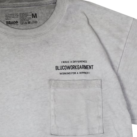 BLUCO(ブルコ) OL-22-057 ピグメントポケットTシャツ -Ticket- 2色(BLACK/GRAY)
