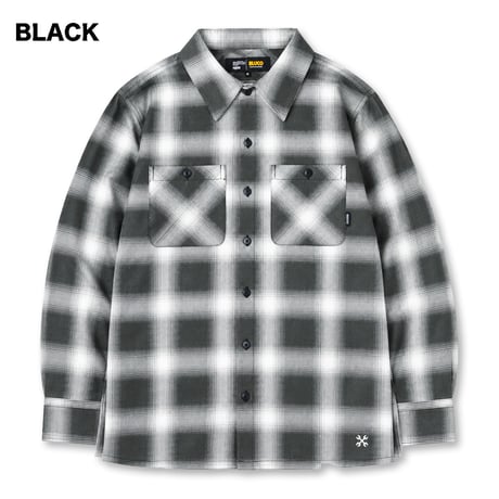 BLUCO(ブルコ) OL-11-016 プリントフランネルチェックシャツ -OMBRE- 3色(BLACK/NAVY/RED)