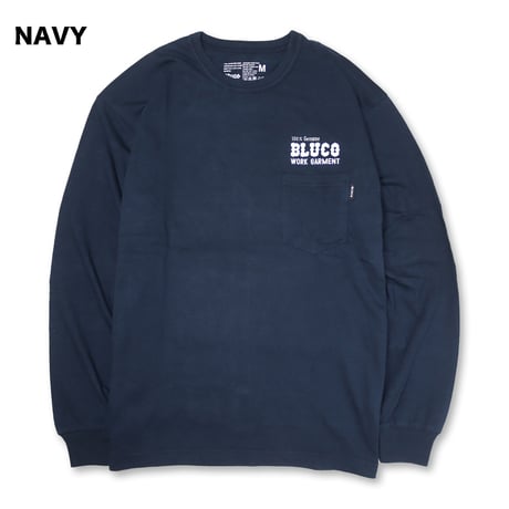 BLUCO(ブルコ) OL-12-034 ポケット L/S Tシャツ -BOLT- 3色(BLACK/NAVY/WHITE)