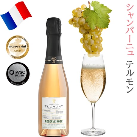 【ロゼシャンパンとハンカチのギフト】フランス ロゼ シャンパン テルモン「レゼルヴ・ロゼ」辛口 375ml ハーフボトル ピンク タオルハンカチ 誕生日 女性
