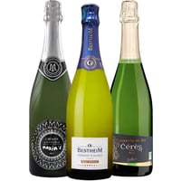 記念日 御祝 誕生日【 スパークリングワインセット】フランス「ブルゴーニュ」、「アルザス」、「コート・デュ・ローヌ」3地域の飲み比べ 3本セット ギフト箱 リボン付き メッセージカード付き