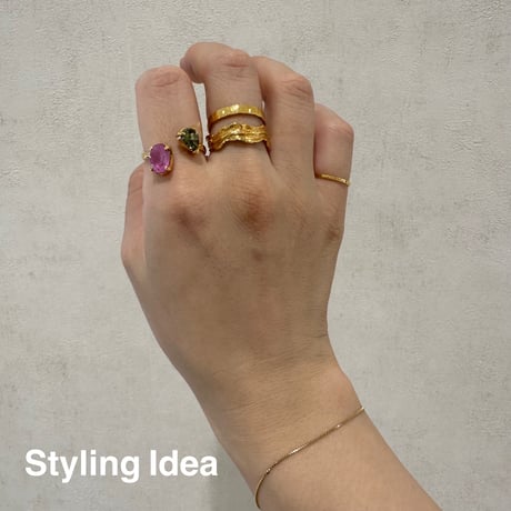 Drift wood ring & cuff narrow 18kgp  Brass  #Free size