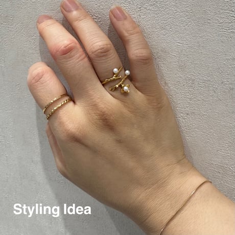 branch pearl ring 18kgp  #Free size