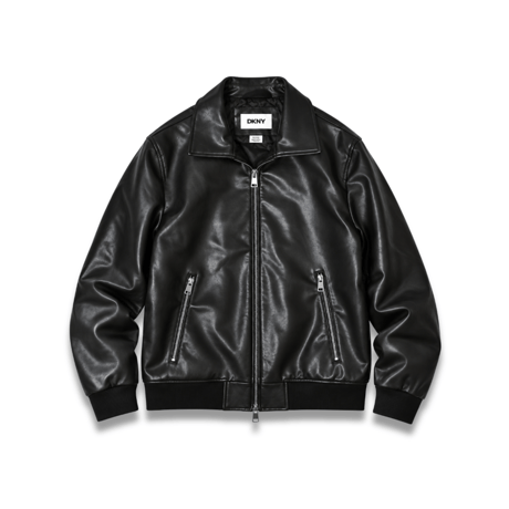 DKNY Faux Leather Bomber Jacket [DX691282] - Black