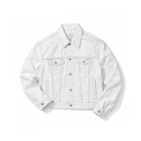 Calvin Klein 90's Bleach Trucker Jacket - White Blue